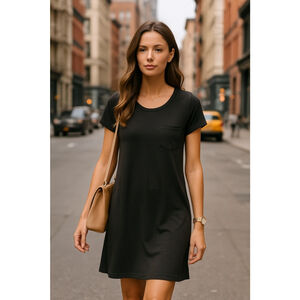 Lularoe Carly Swing Dress M Pockets Minimal Summer Autumn Casual Basic Soft Boho